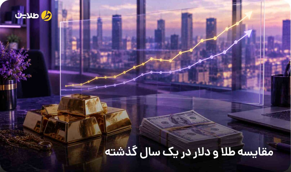 مقایسه طلا و دلار در یک سال گذشته